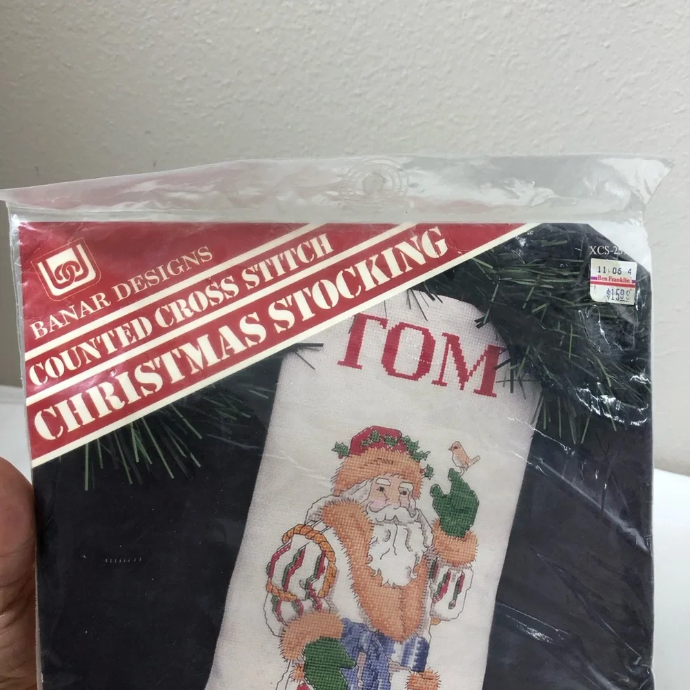 VTG‎ Banar Designs Cross Stitch Kit Christmas Santa Claus Stocking TOM